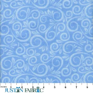 108" Wide Blue Swirl Tone-on-Tone Cotton Flannel Yardage | Mook Fabrics