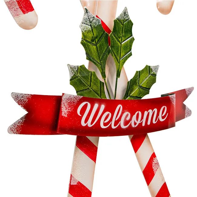 34" Metal Candy Cane Staked Yard Art Christmas Decoration