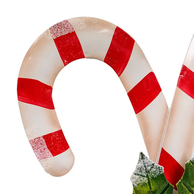 34" Metal Candy Cane Staked Yard Art Christmas Decoration