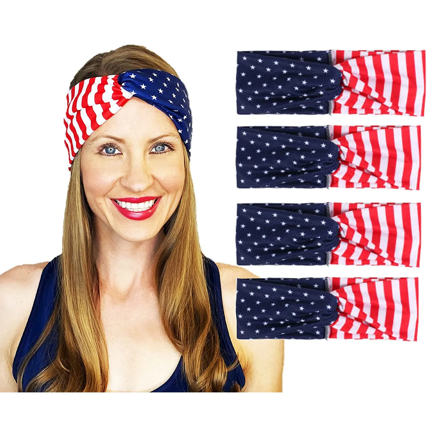 4-Pack: USA American Flag Headbands