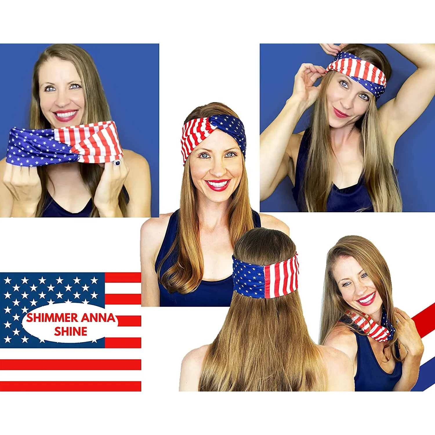 4-Pack: USA American Flag Headbands