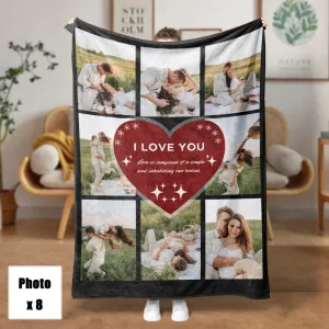 4FunGift® Love is Composed of a Single Soul Inhabiting Two Bodies Couple Love Blanket Customized 8 Pictures