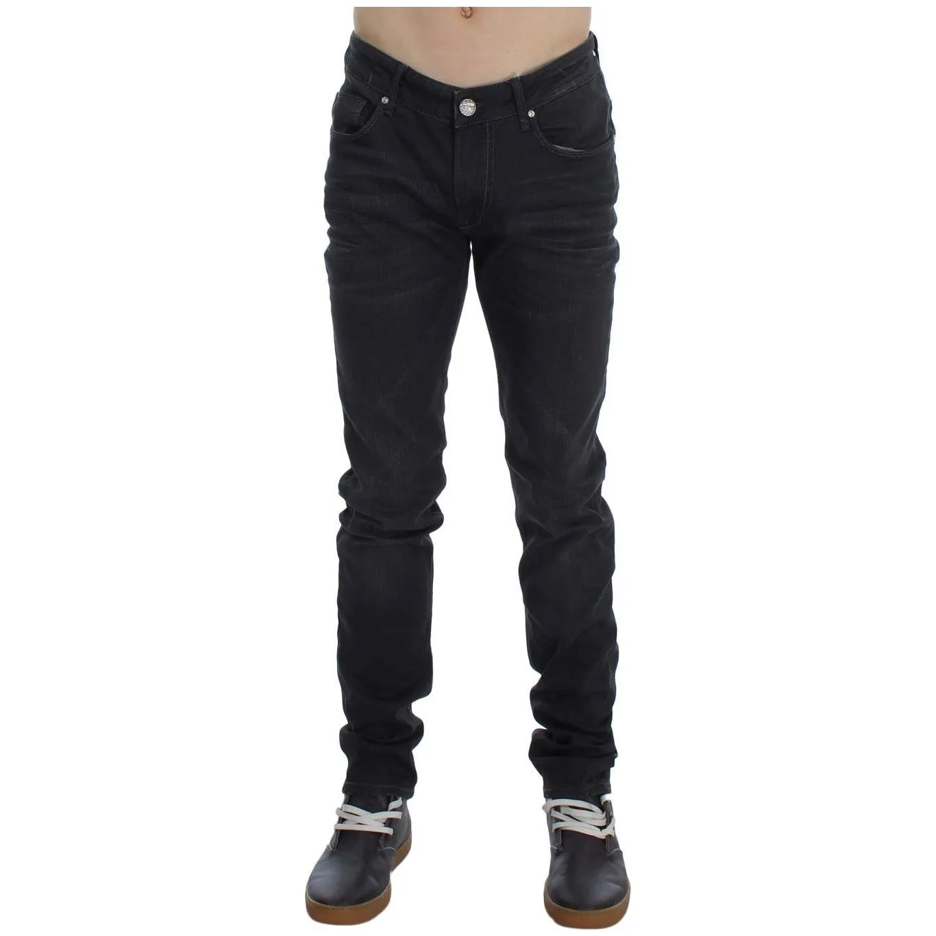 Acht Sleek Gray Slim Fit Men's Premium Denim