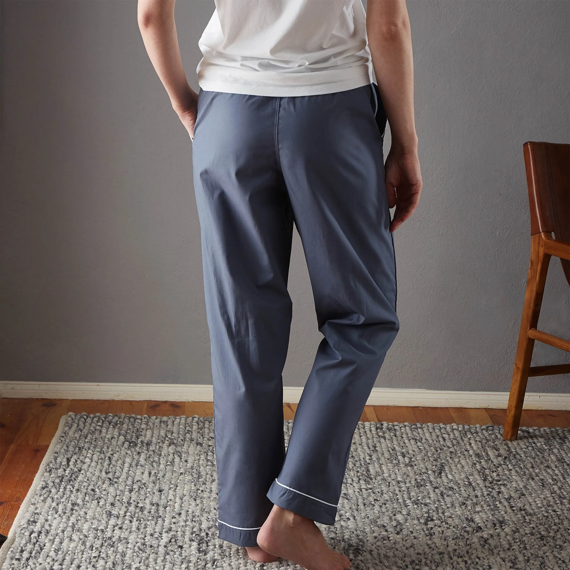 Alva Pyjama Bottoms [Dark grey blue/White]