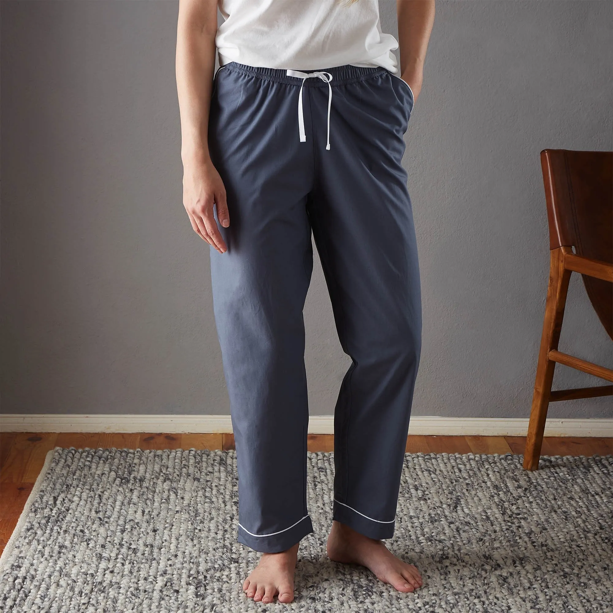 Alva Pyjama Bottoms [Dark grey blue/White]