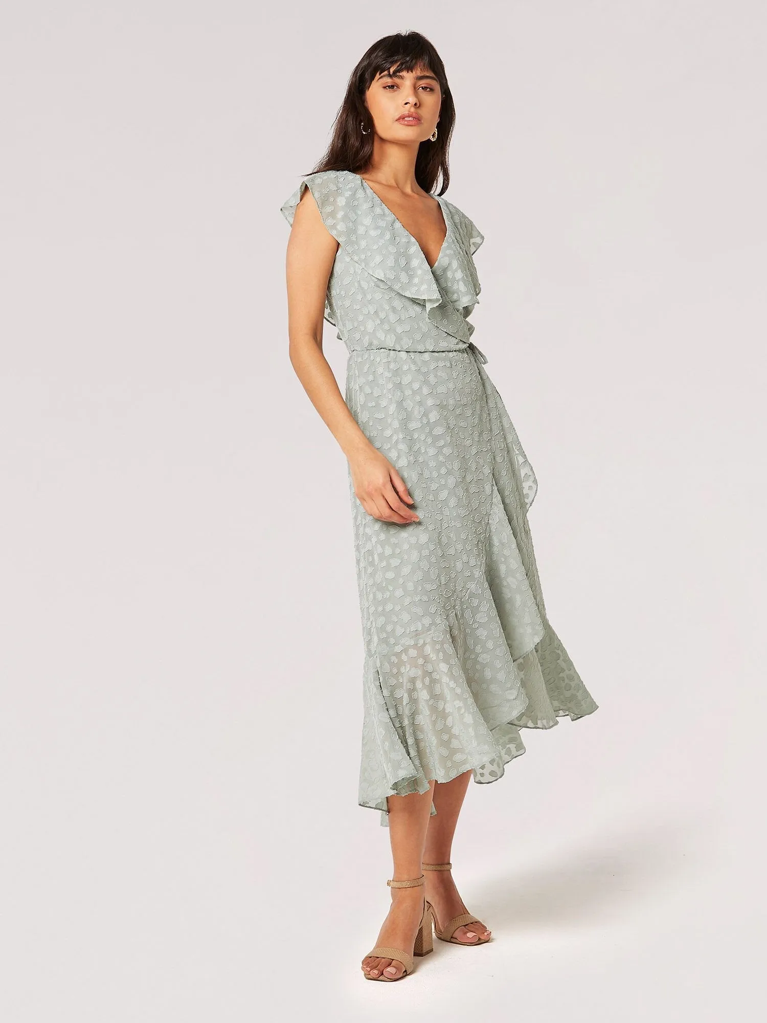 APRICOT - Clouds Ruffle Faux Wrap Dress - 824225 - FINAL SALE