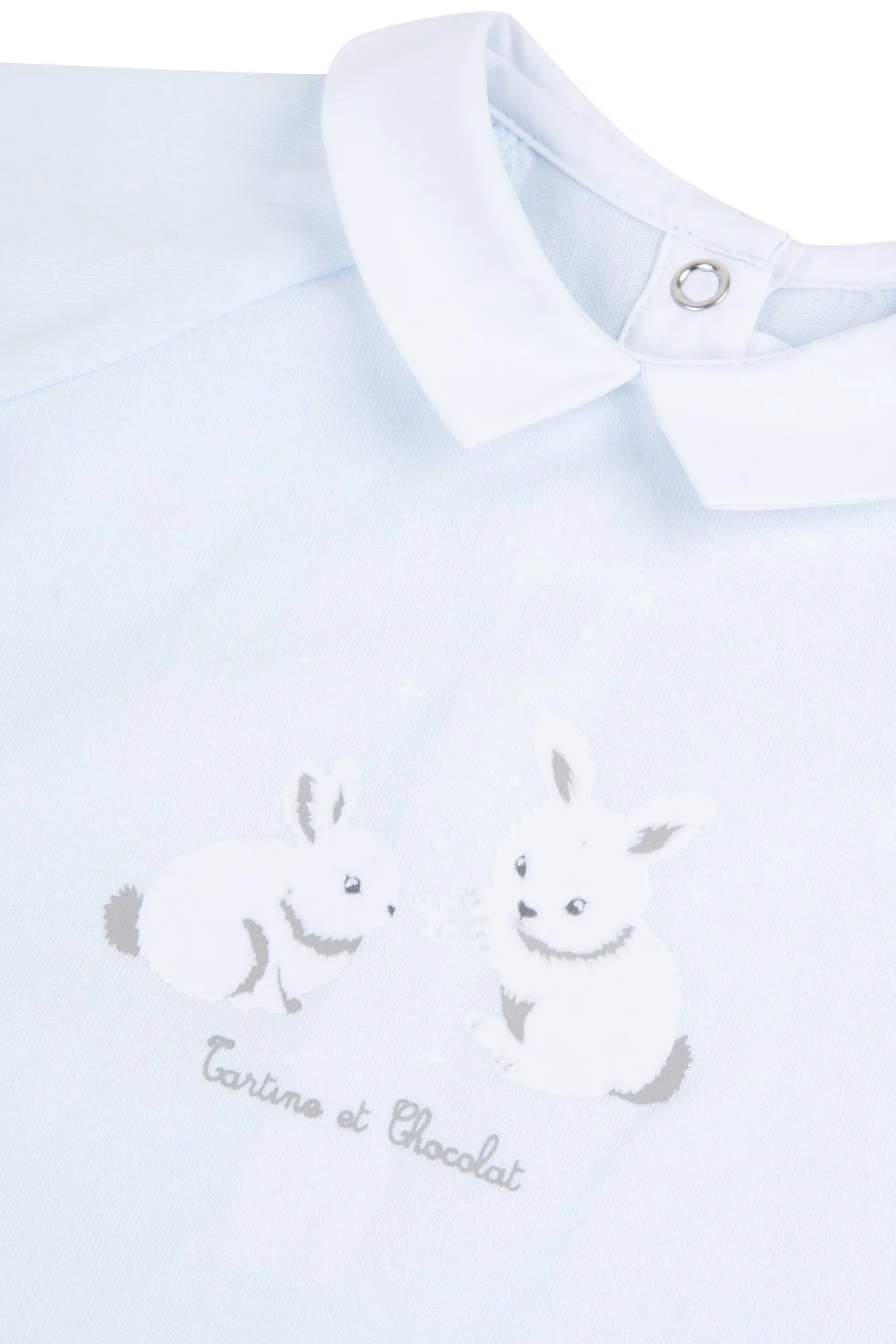 Baby Blue Bunny Print Footie