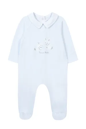 Baby Blue Bunny Print Footie