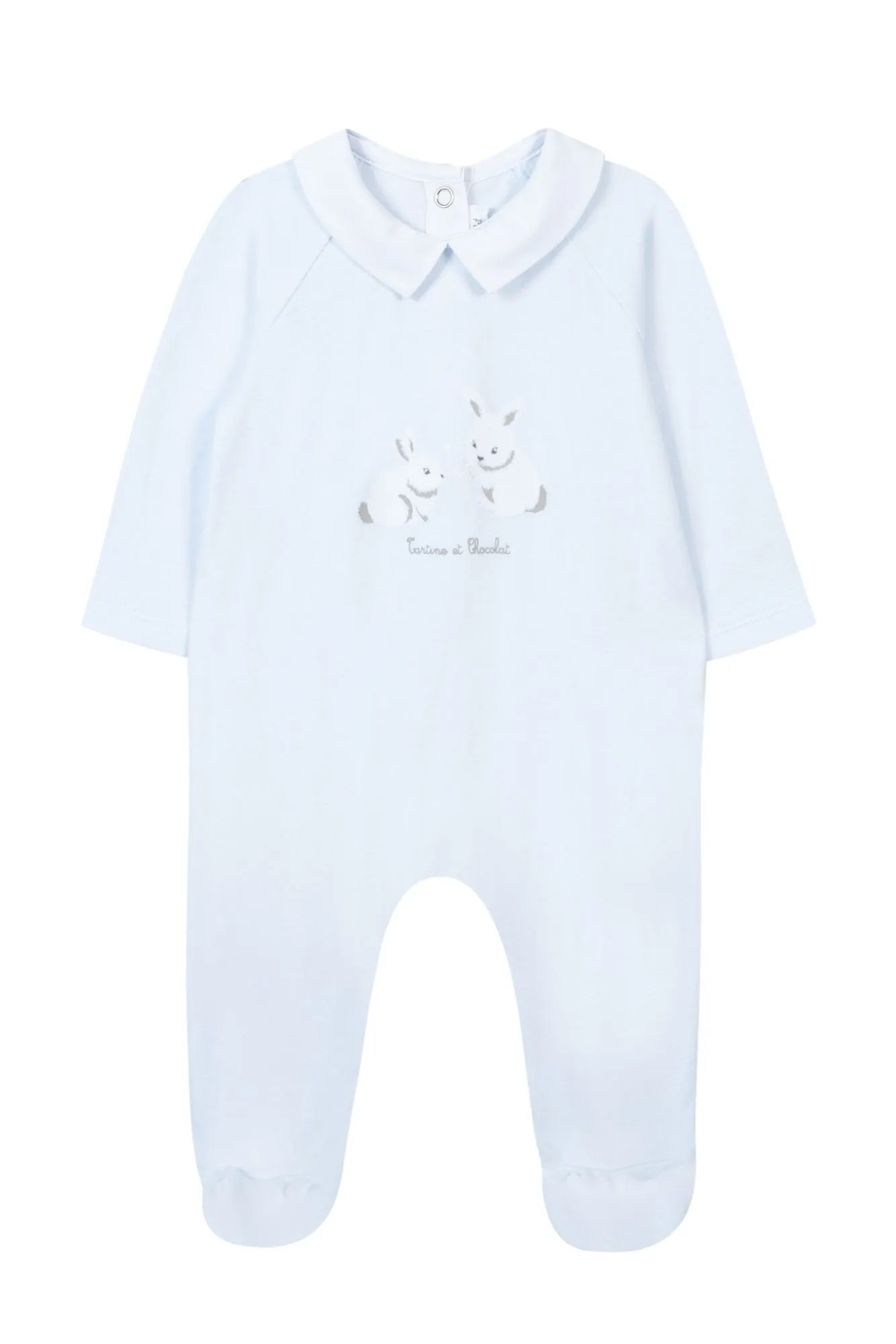 Baby Blue Bunny Print Footie