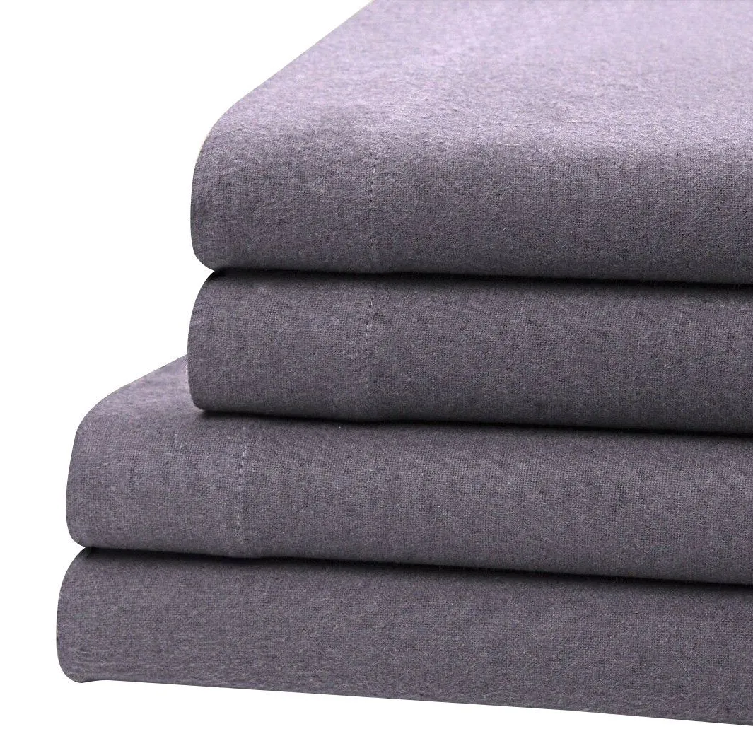 Bibb Home 100% Cotton Solid Flannel Deep Pocket Sheet Set