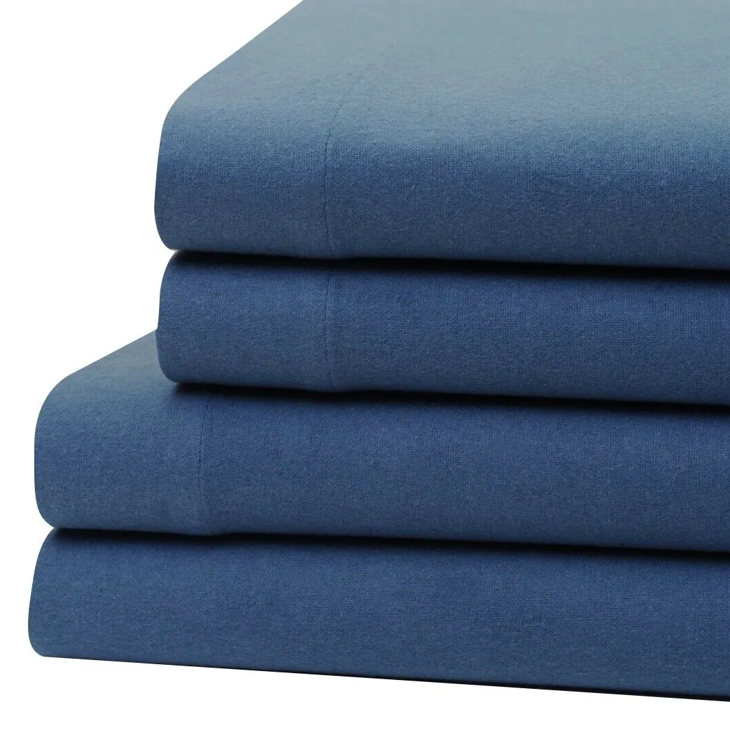 Bibb Home 100% Cotton Solid Flannel Deep Pocket Sheet Set