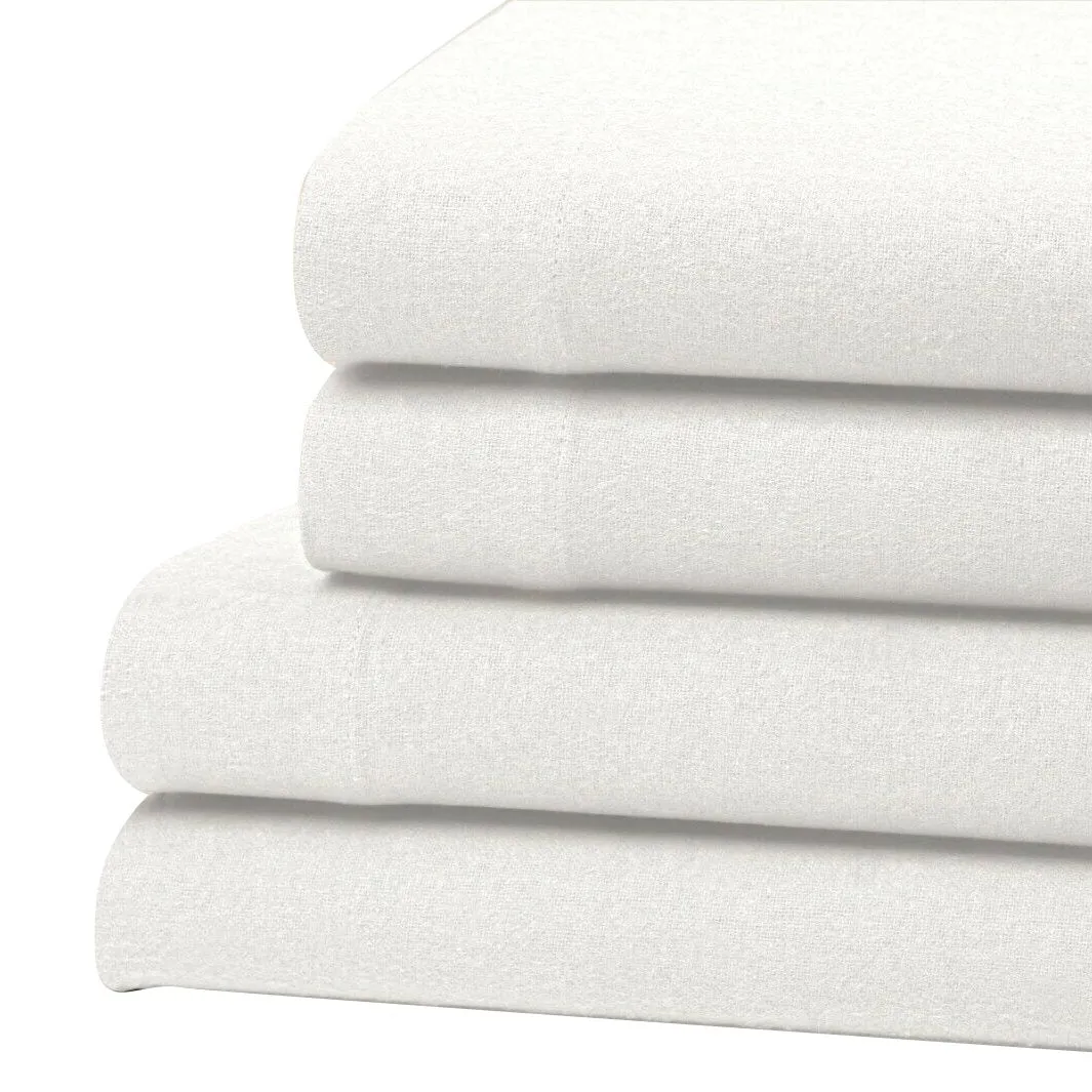 Bibb Home 100% Cotton Solid Flannel Deep Pocket Sheet Set