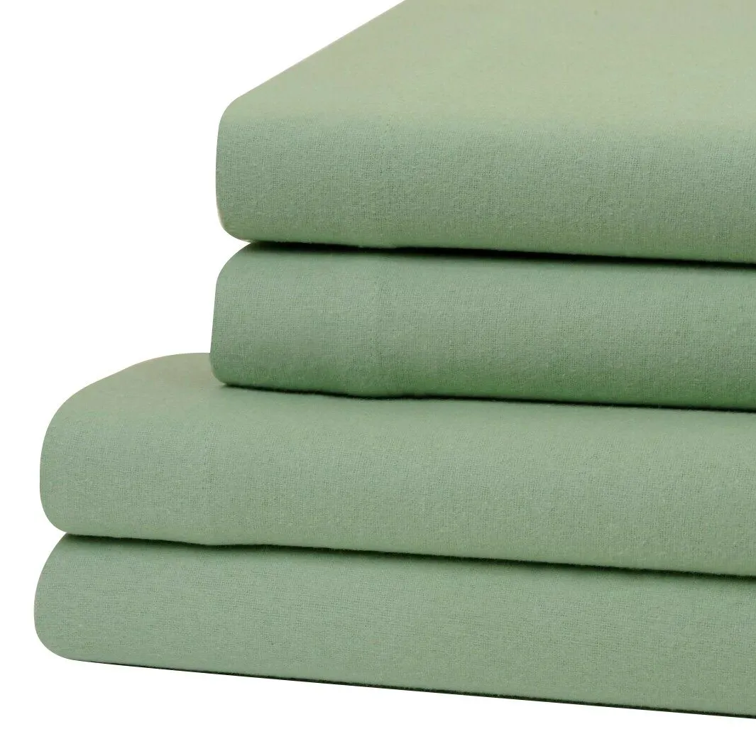 Bibb Home 100% Cotton Solid Flannel Deep Pocket Sheet Set