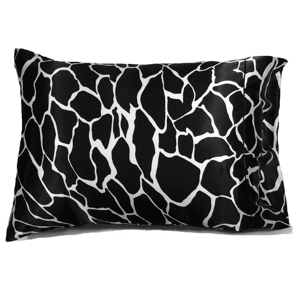 Black and White Giraffe Satin Pillow Case. African Safari Print.