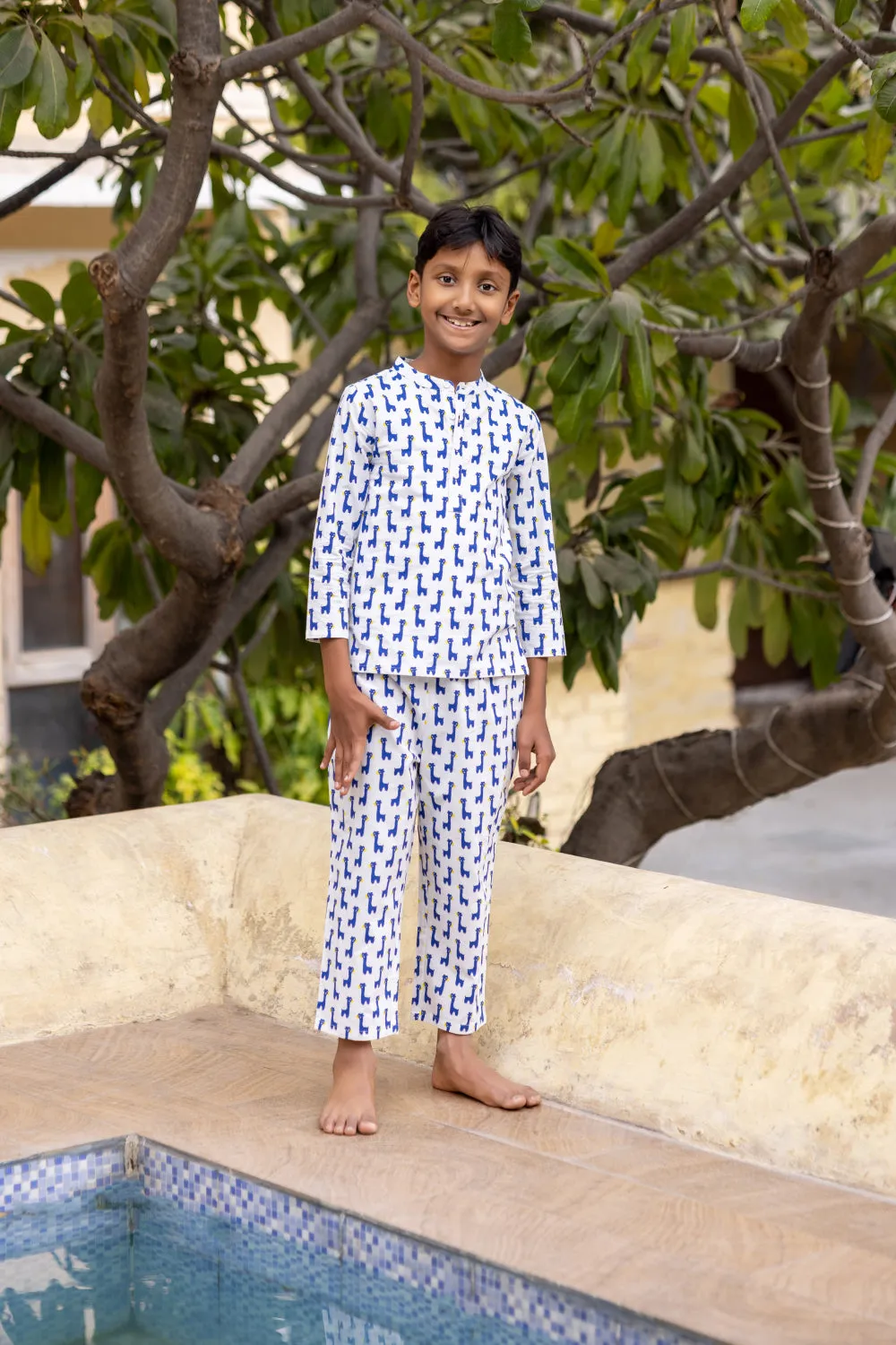 Blue Giraffe Pyjama Set