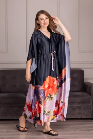 Border print satin Kaftan