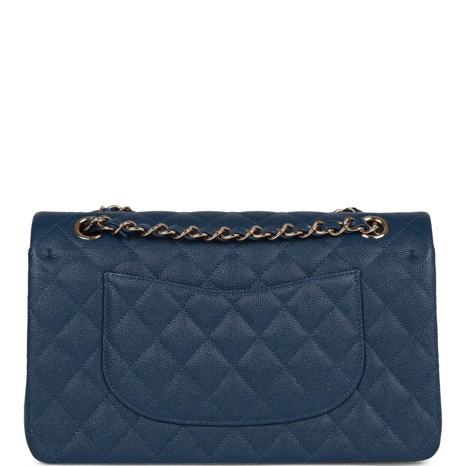 Chanel Medium Classic Double Flap Bag Blue Caviar Light Gold Hardware