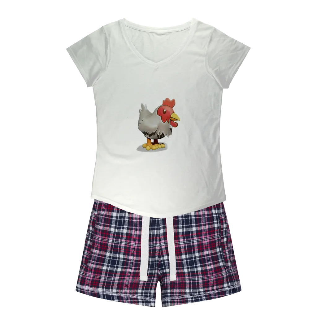 Chicken Women's Sleepy Tee and Flannel Short