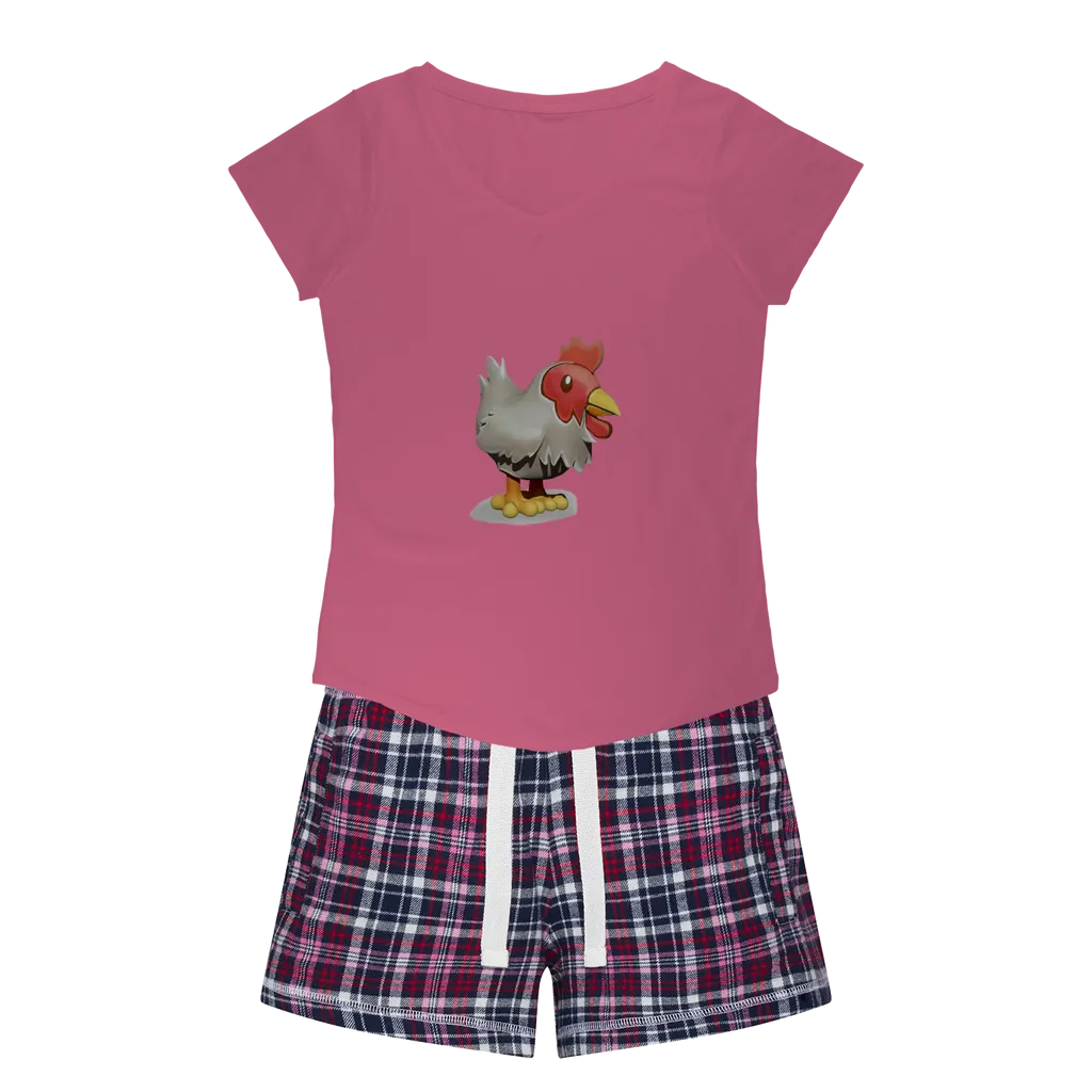 Chicken Women's Sleepy Tee and Flannel Short