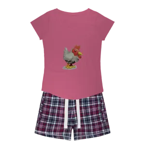 Chicken Women's Sleepy Tee and Flannel Short