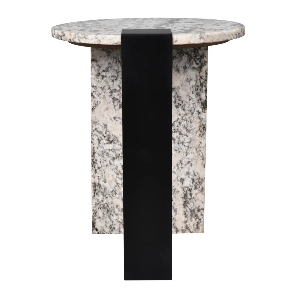 Clary 17" Contemporary Natural Marble/Metal Handmade Round End Table