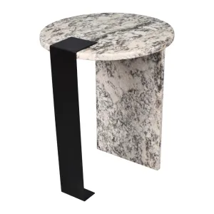 Clary 17" Contemporary Natural Marble/Metal Handmade Round End Table