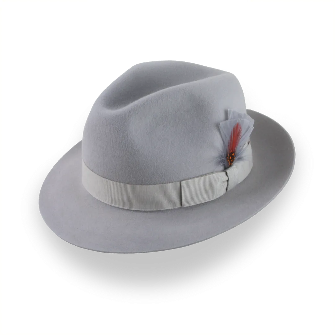 Classic Short Brim Fedora in Light Grey Fur Felt | The Phoenix