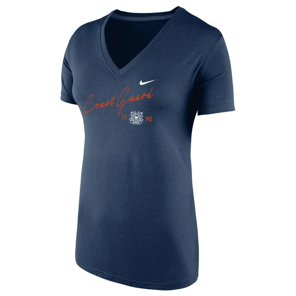 Coast Guard Womens Nike Legend V-Neck Short Sleeve Top