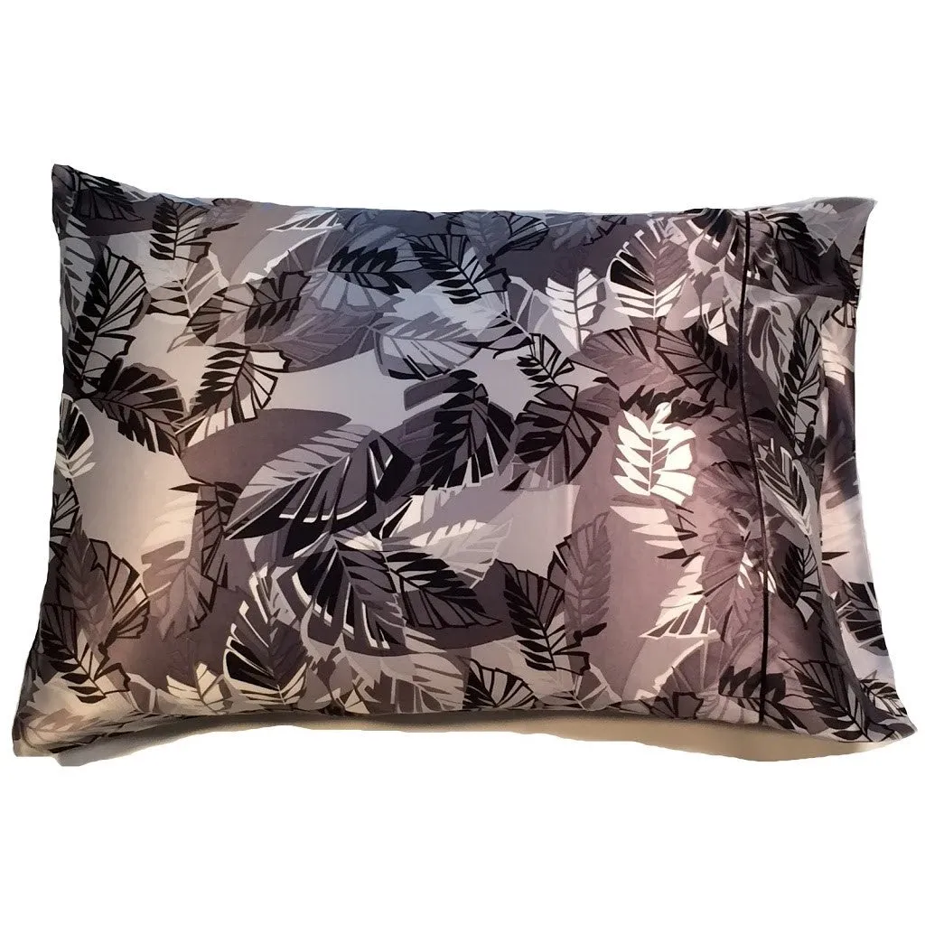 Comfortable Travel Pillow, Gray, Black and White Leaves Cover.