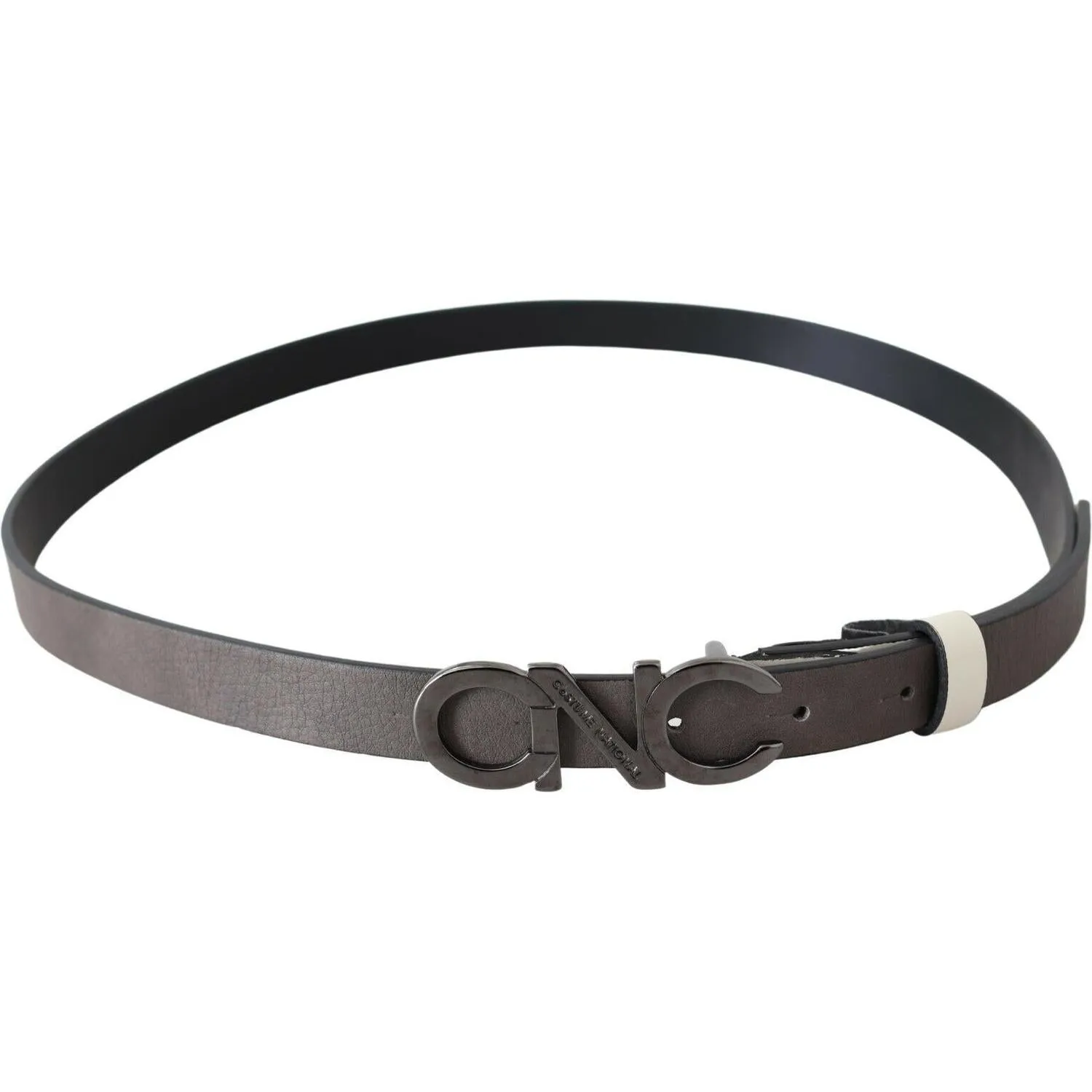 Costume National Metallic Gray Italian Leather Fashion Belt