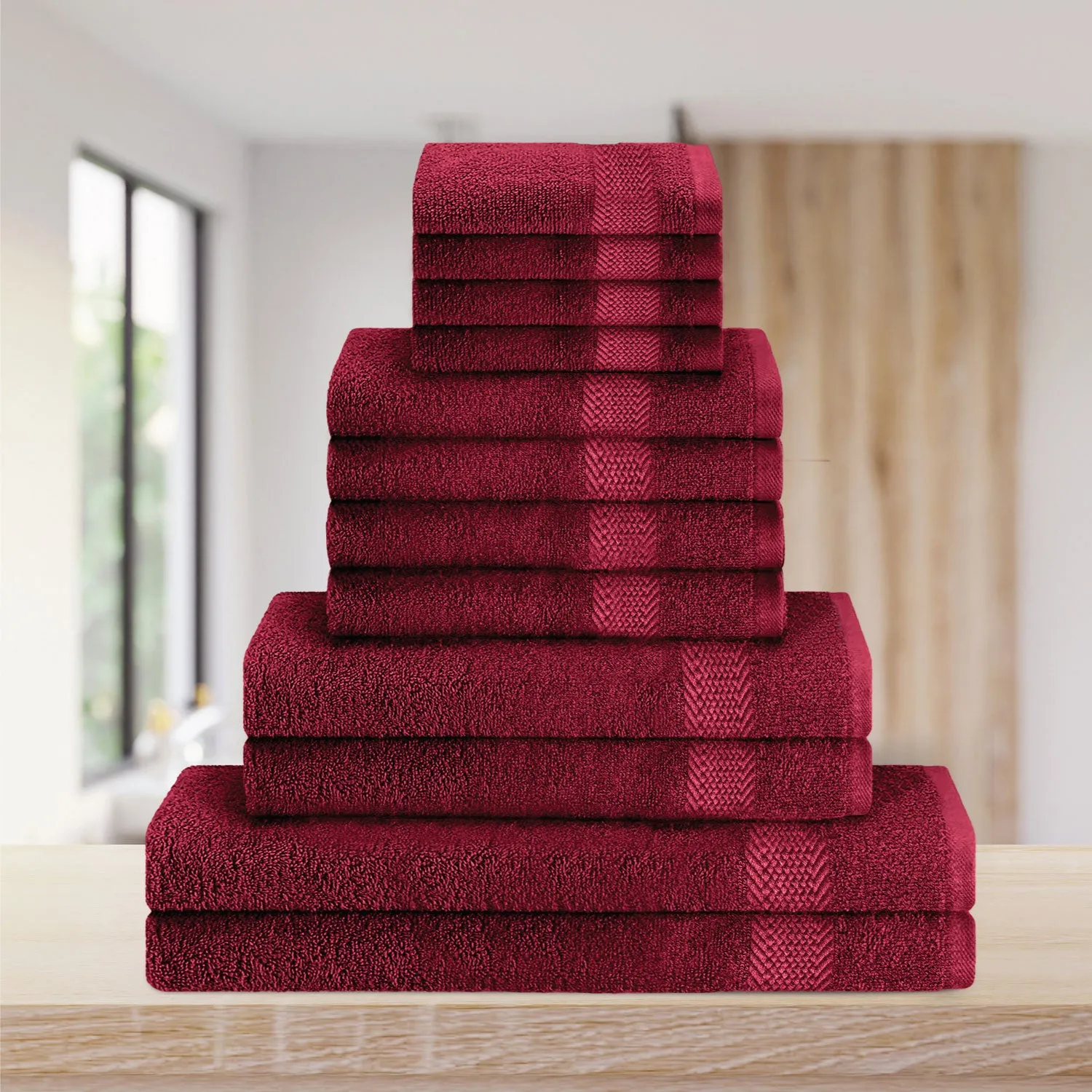 Cotton Towels 12 Piece Set-Soft Feel, Quick Dry, Highly Absorbent Durable Towels