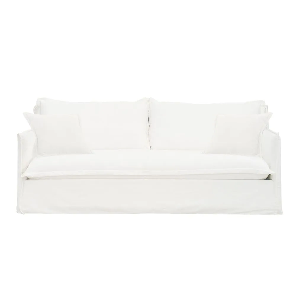 Cove 3 Seater Slip Cover Sofa - White Linen