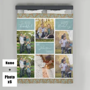 Custom 6 Photos Blanket Personalized Family Throw Blankets Thanksgiving Day