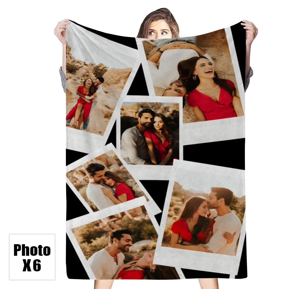 Custom 6 Photos Blankets Personalized Puzzle Blanket Gifts