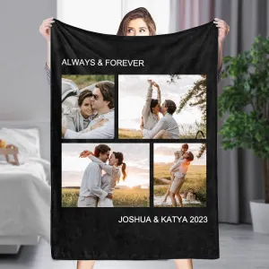 Custom Fleece 4 Photos & Text Blanket