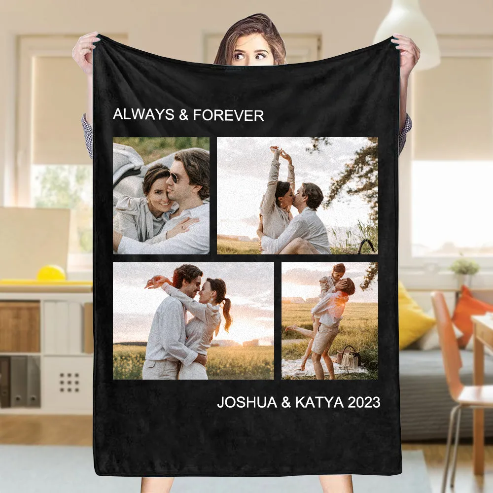 Custom Fleece 4 Photos & Text Blanket