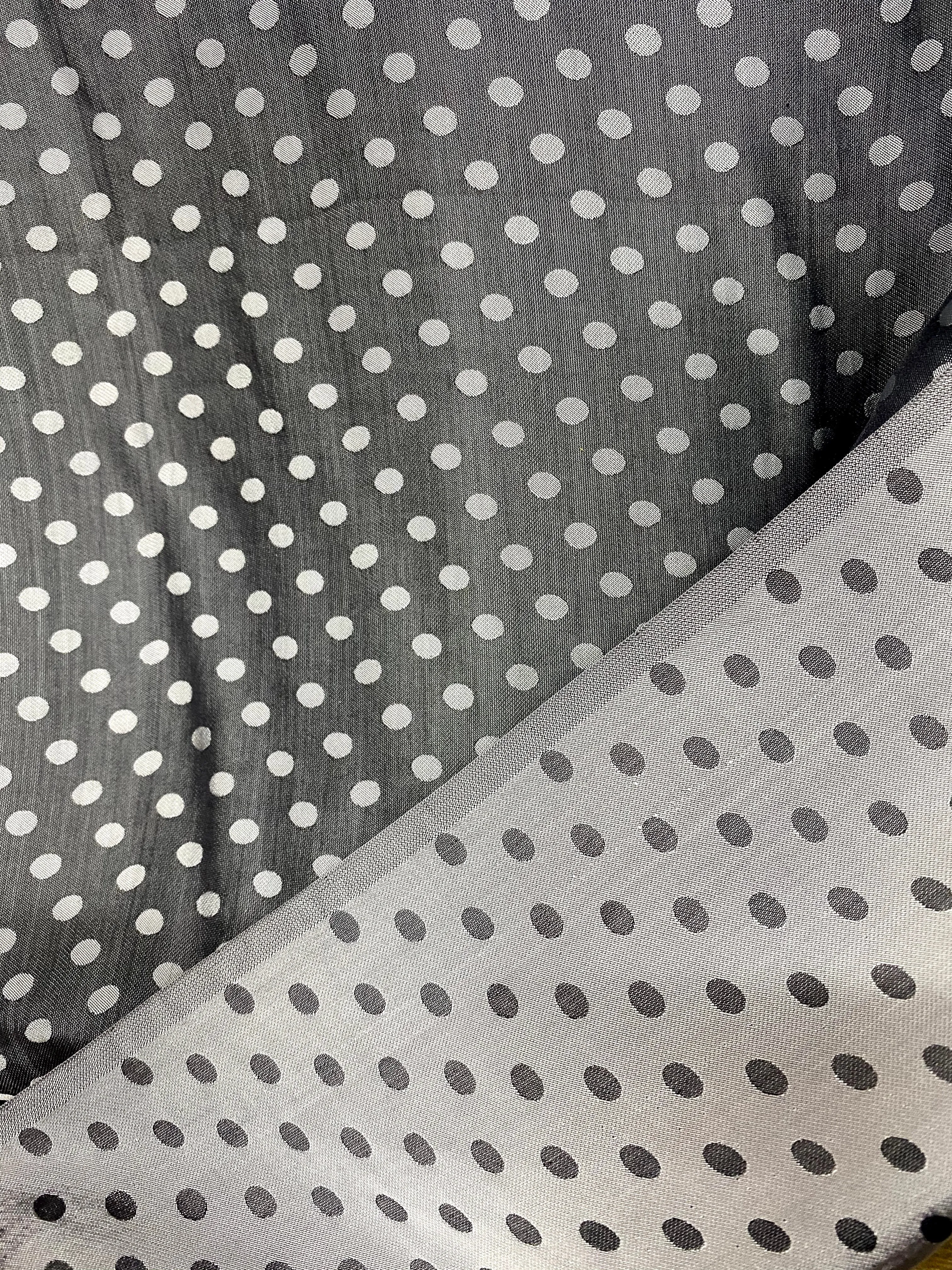 Dark grey dot silk - PURE MULBERRY SILK fabric by the yard - Polkadot silk -Luxury Silk - Natural silk - Handmade in VietNam- Silk with Design