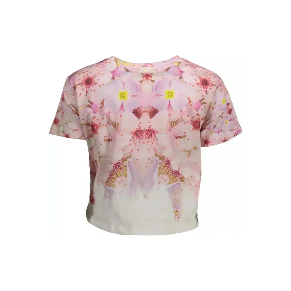 Desigual Chic Pink Embroidered Cotton Tee