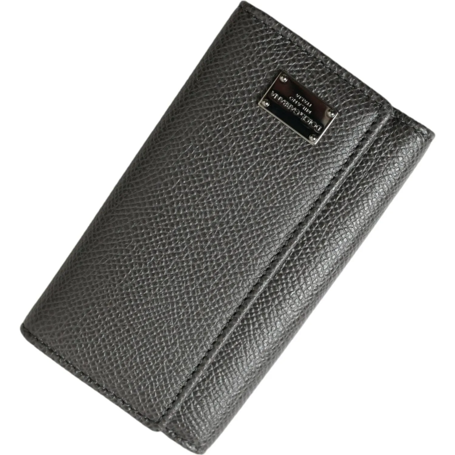 Dolce & Gabbana Chic Gray Leather Trifold Key Holder