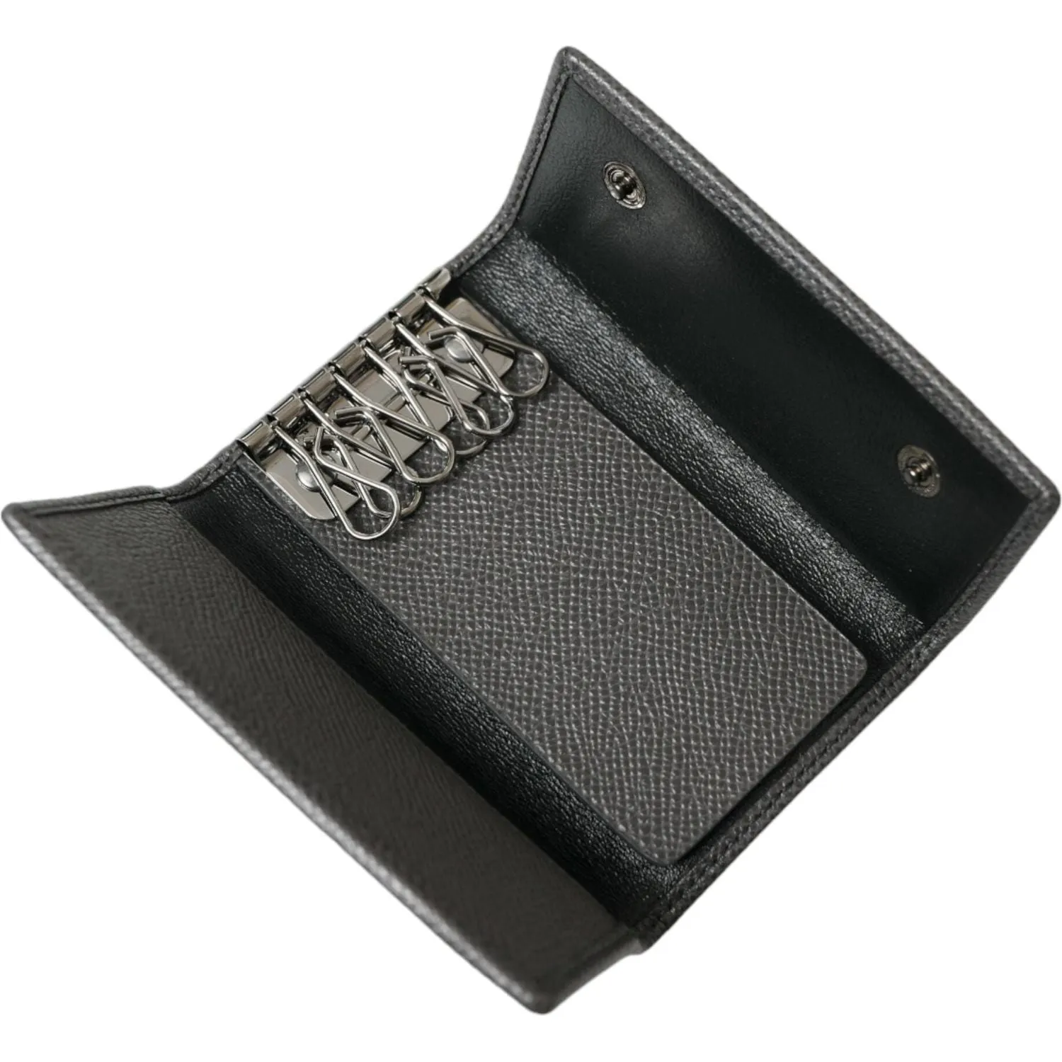 Dolce & Gabbana Chic Gray Leather Trifold Key Holder