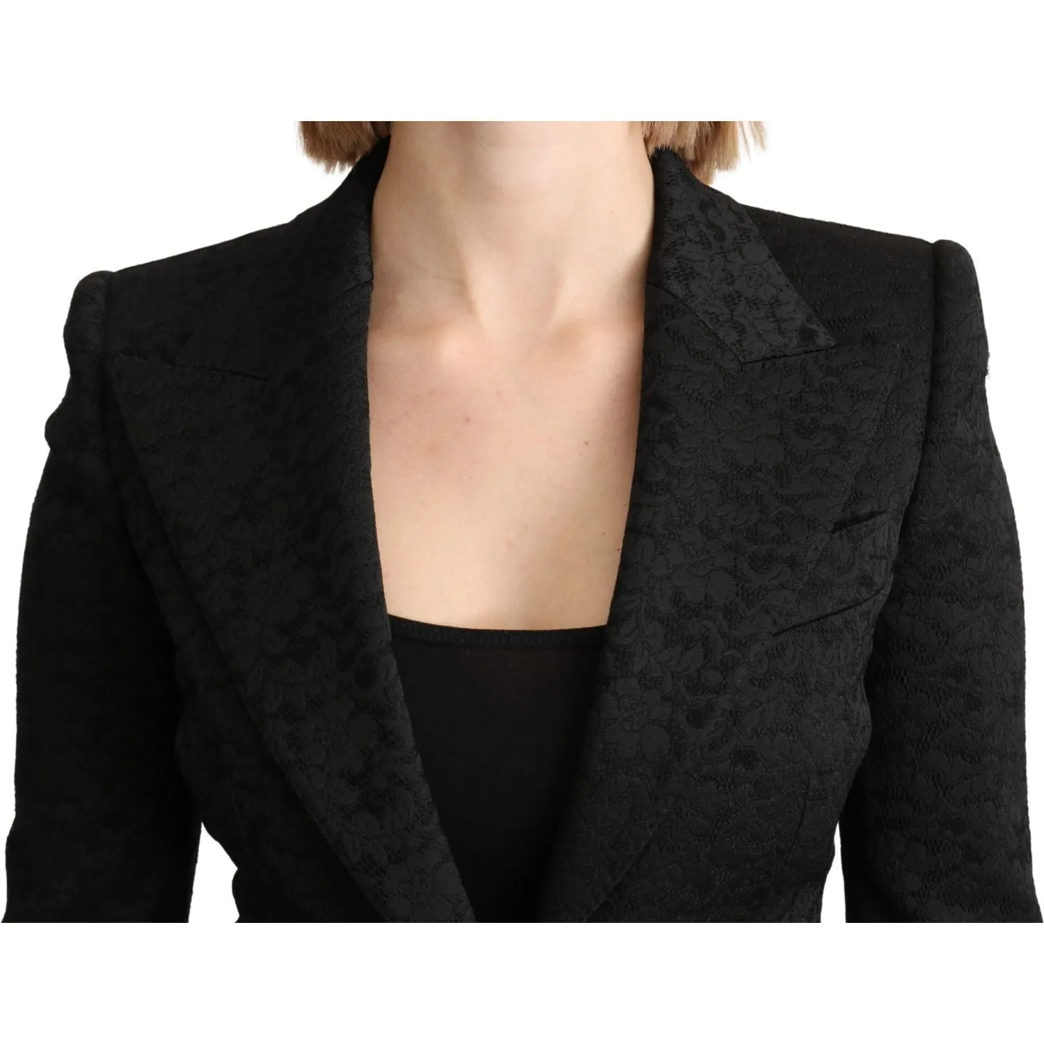 Dolce & Gabbana Elegant Black Brocade Single Breasted Blazer