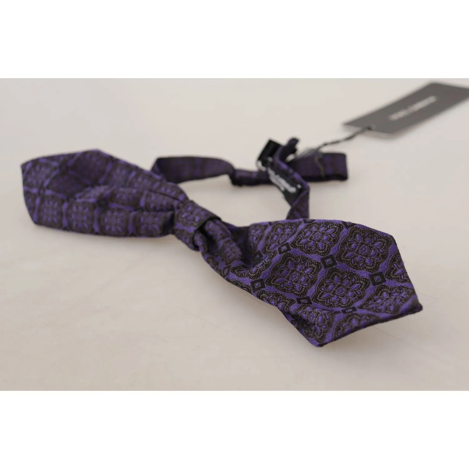 Dolce & Gabbana Elegant Blue Geometric Silk Bow Tie