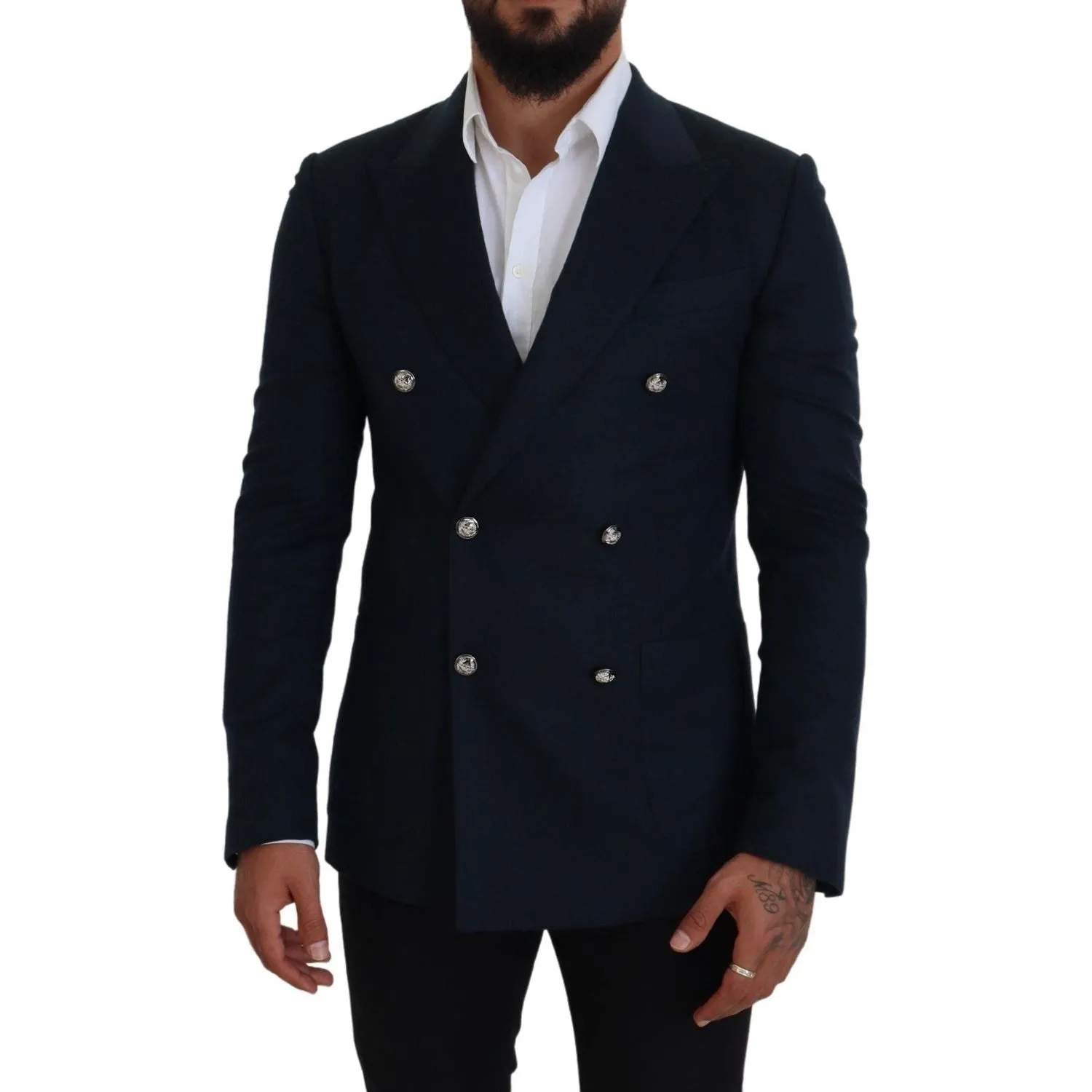 Dolce & Gabbana Elegant Cashmere-Silk Blend Blue Blazer