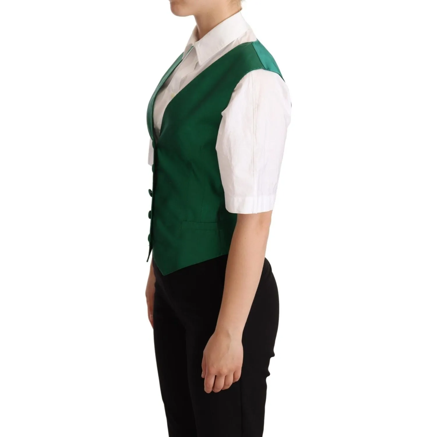 Dolce & Gabbana Elegant Green Silk Blend Waistcoat