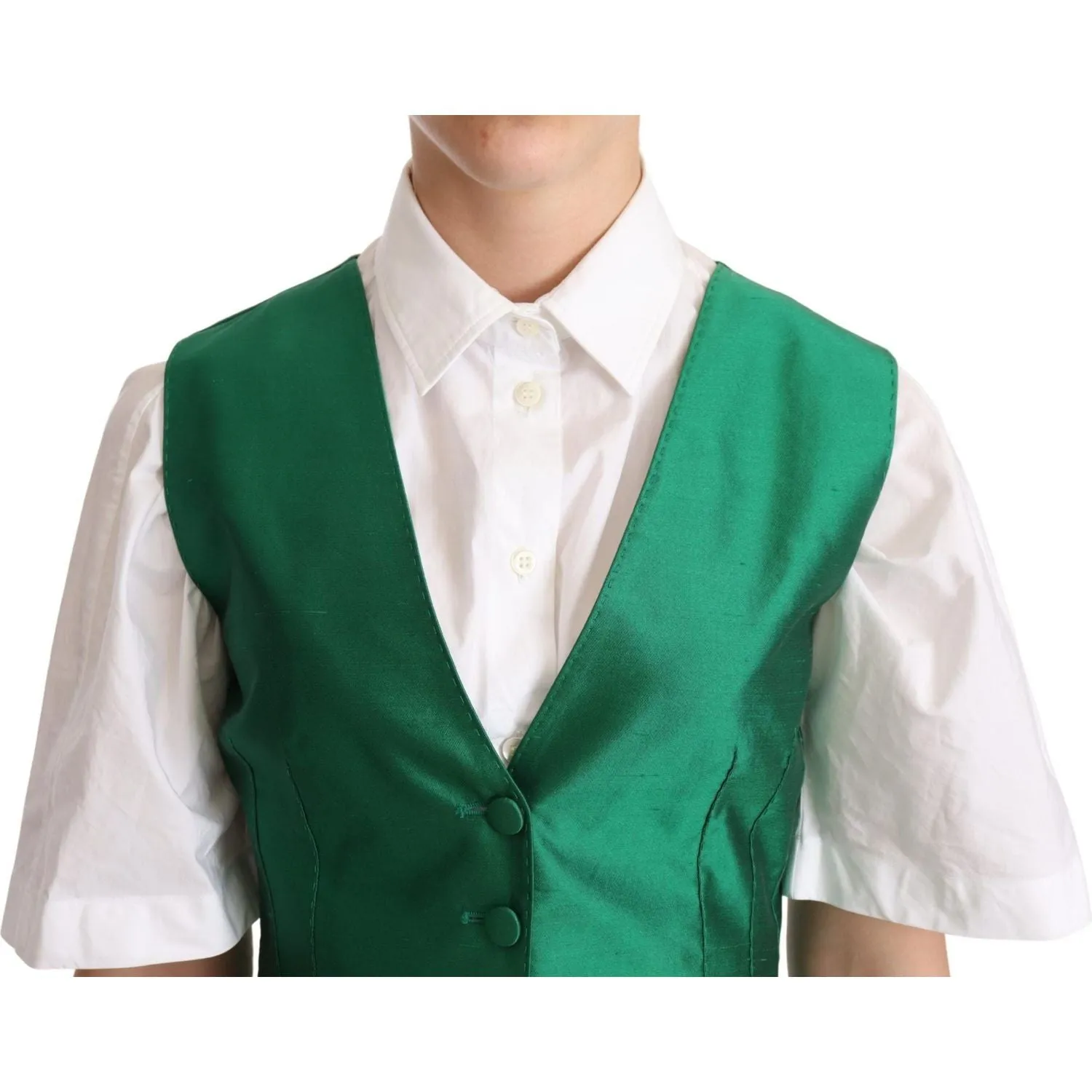 Dolce & Gabbana Elegant Green Silk Blend Waistcoat