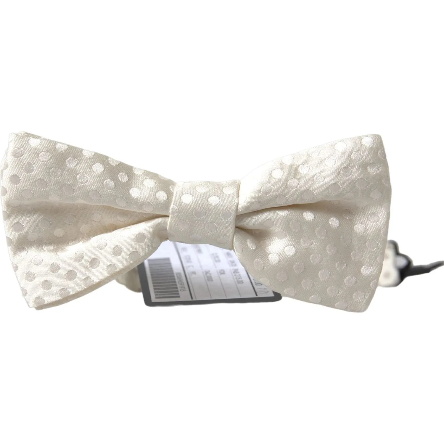 Dolce & Gabbana Elegant Ivory Fantasy Pattern Silk Bow Tie