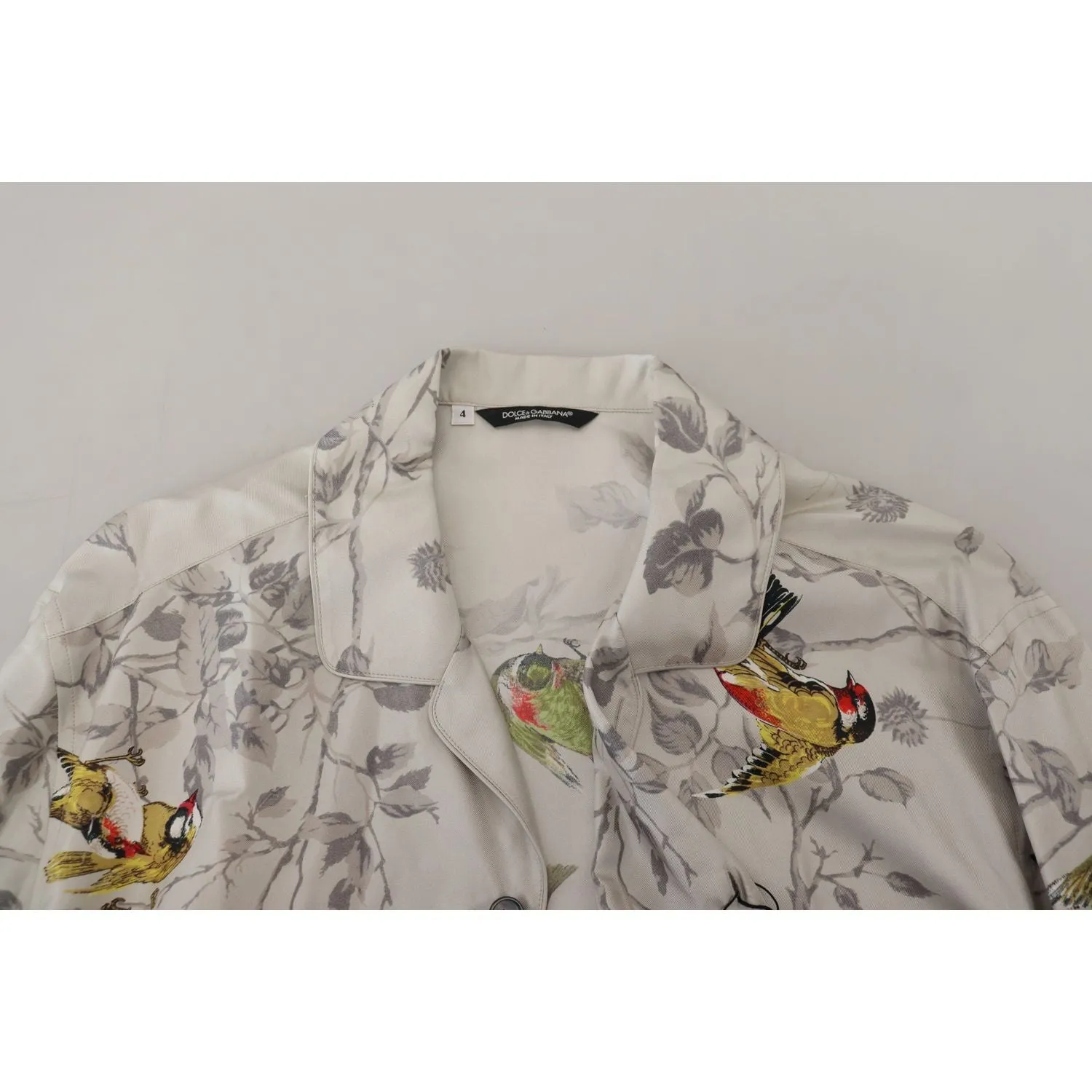 Dolce & Gabbana Elegant Silk Bird Print Casual Shirt