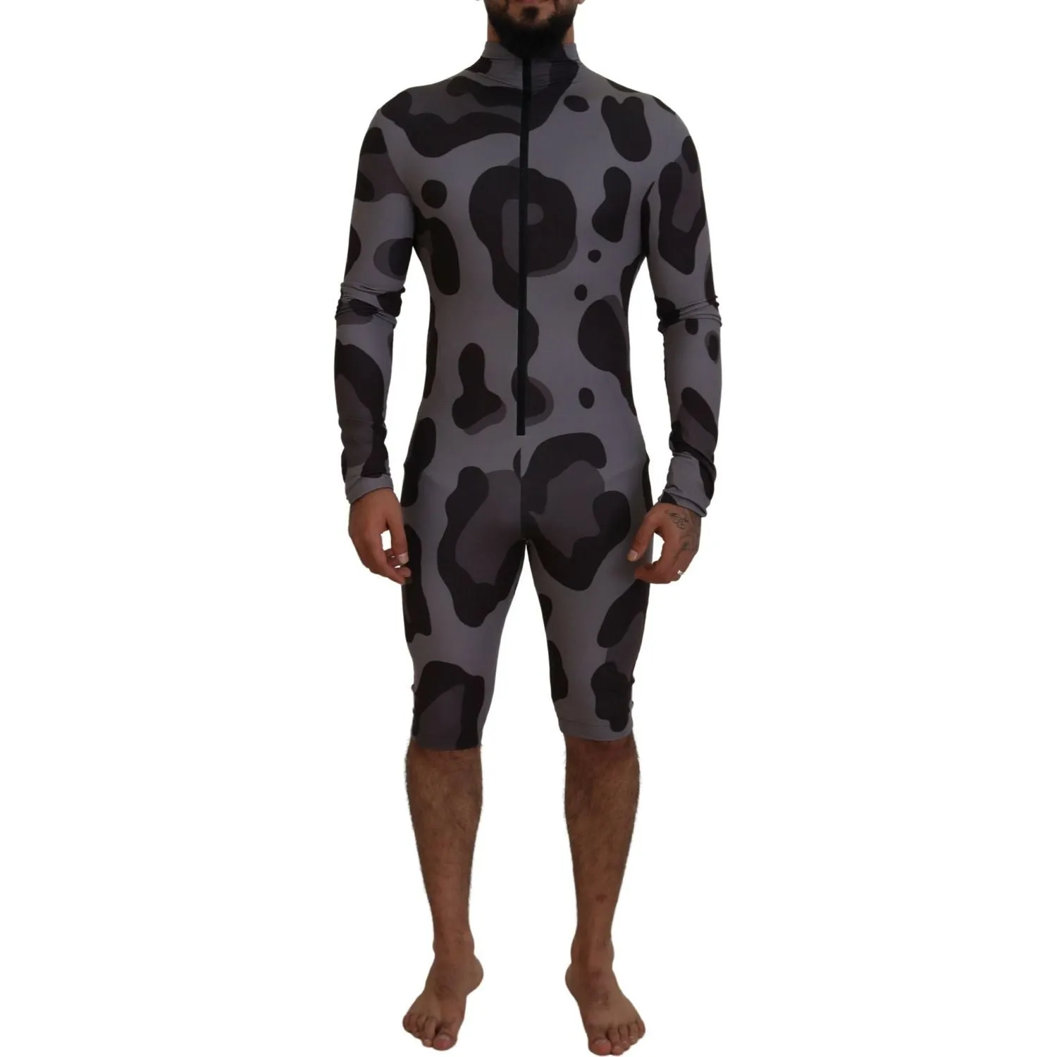 Dolce & Gabbana Elite Gray Patterned Men's Wetsuit Swimwear