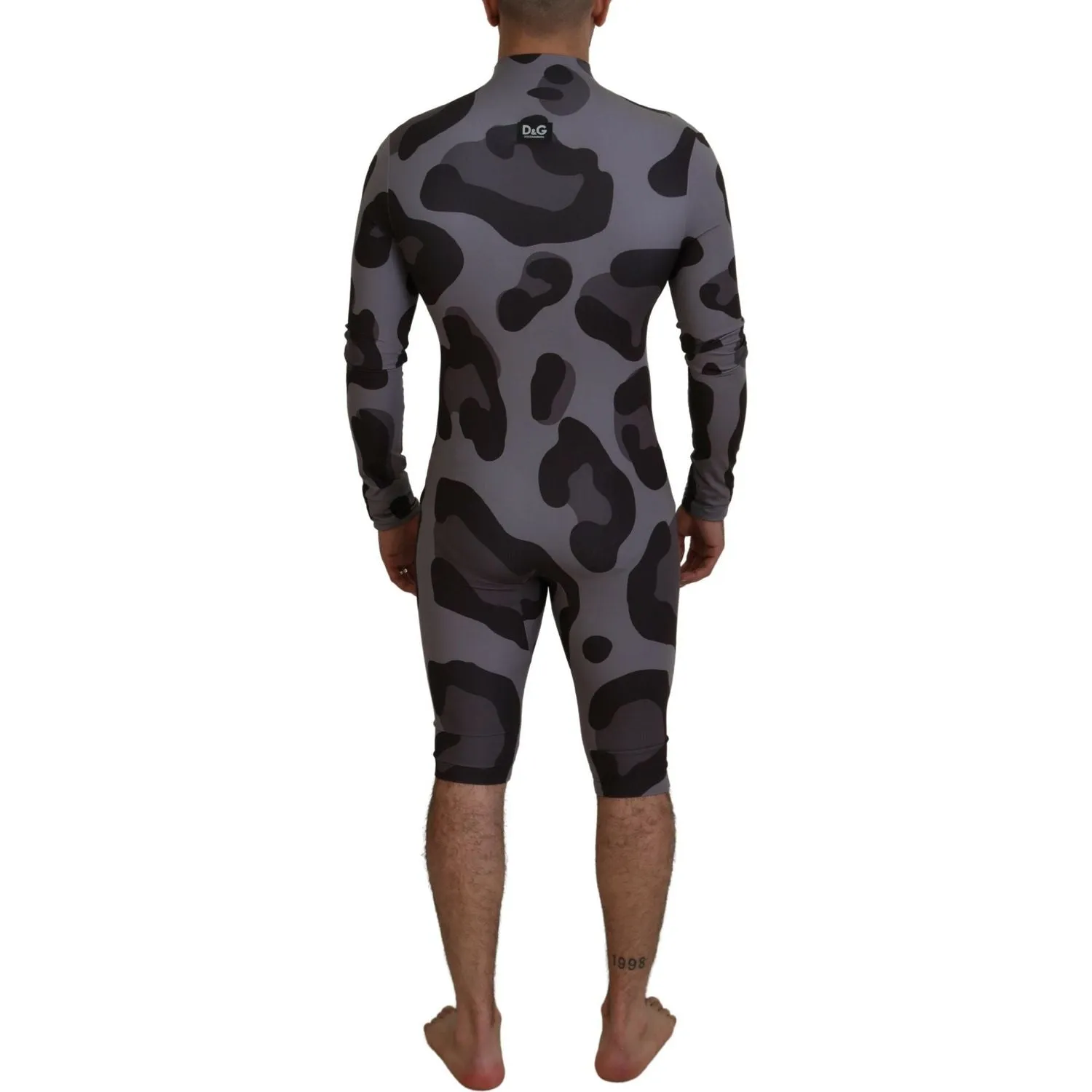 Dolce & Gabbana Elite Gray Patterned Men's Wetsuit Swimwear