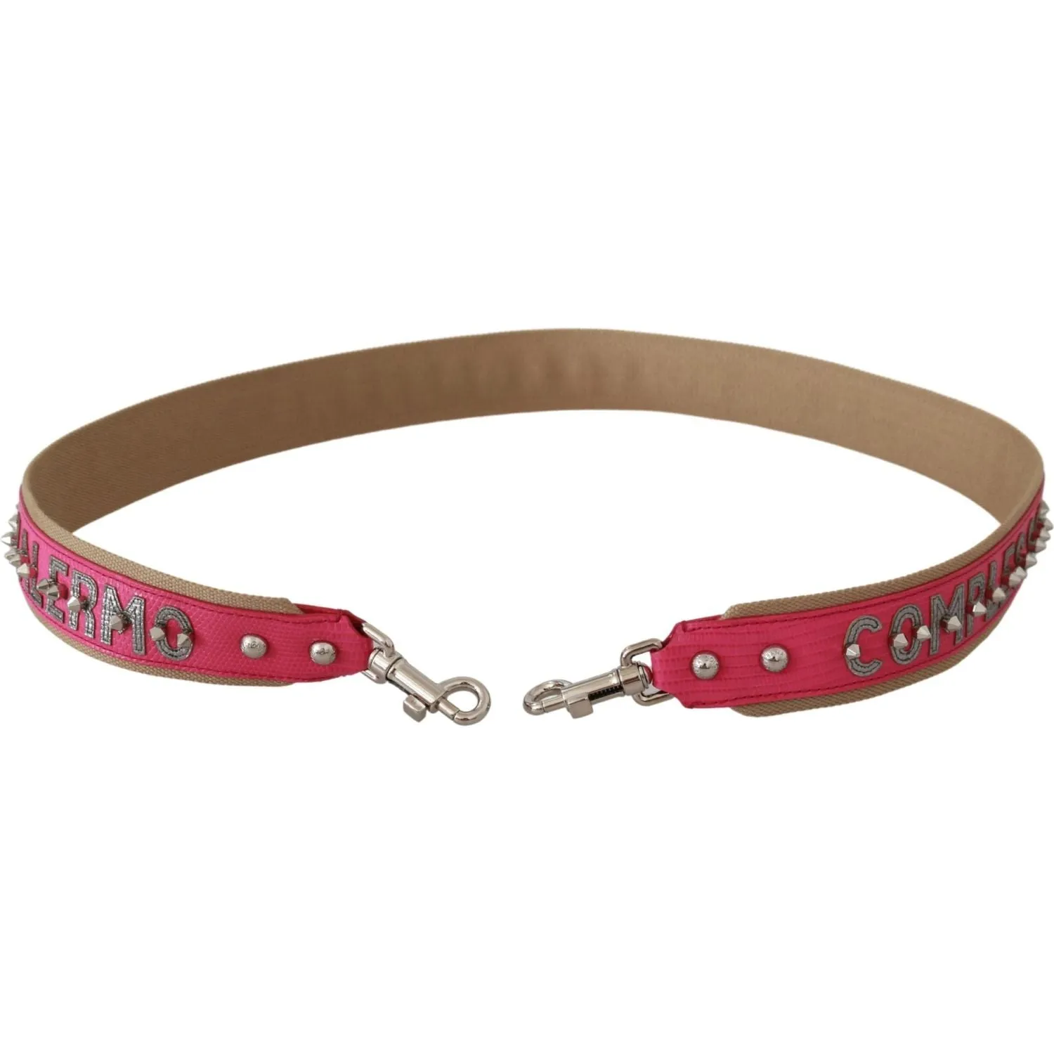 Dolce & Gabbana Pink Leather Shoulder Strap with Silver Details